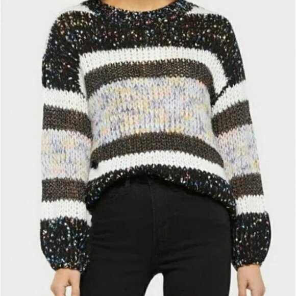 Heartloom Evereve Mariah Pullover Textured Stripe Oversized Knit Sweater Size S - Picture 2 of 12